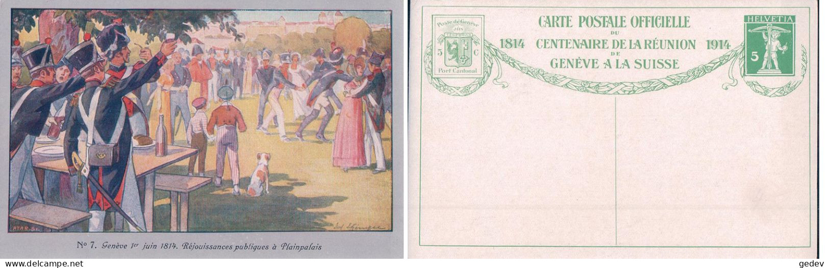 Genève, Entier Postal 5 Ct Du Centenaire De La Réunion De Genève à La Suisse, Fête à Plainpalais (7) - Entiers Postaux