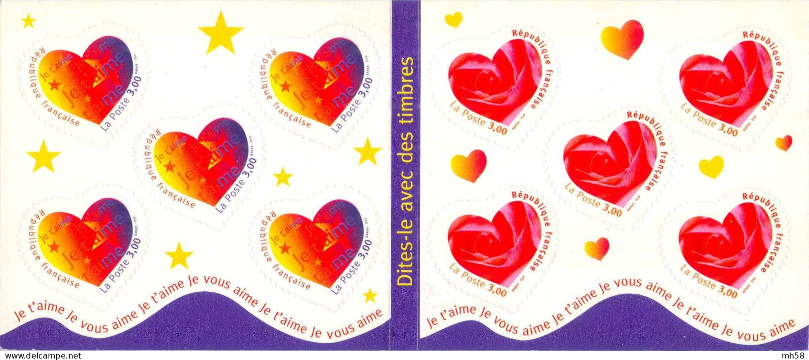 FRANCE 1999 - Saint Valentin - Bande Carnet N° BC 3221A Non Pliée Neuf ** - Conmemorativos