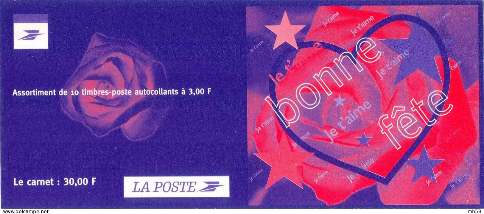 FRANCE 1999 - Saint Valentin - Bande Carnet N° BC 3221A Non Pliée Neuf ** - Commemoratives