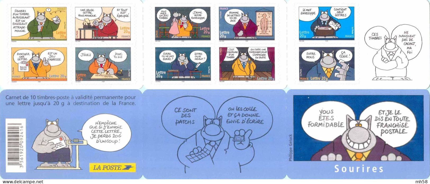 FRANCE 2005 - Sourires Le Chat - Bande Carnet N° BC 3825 Non Pliée Neuf ** - Gedenkmarken