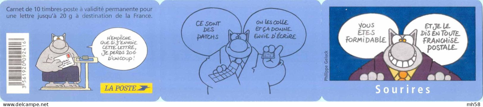 FRANCE 2005 - Sourires Le Chat - Bande Carnet N° BC 3825 Non Pliée Neuf ** - Commemoratives