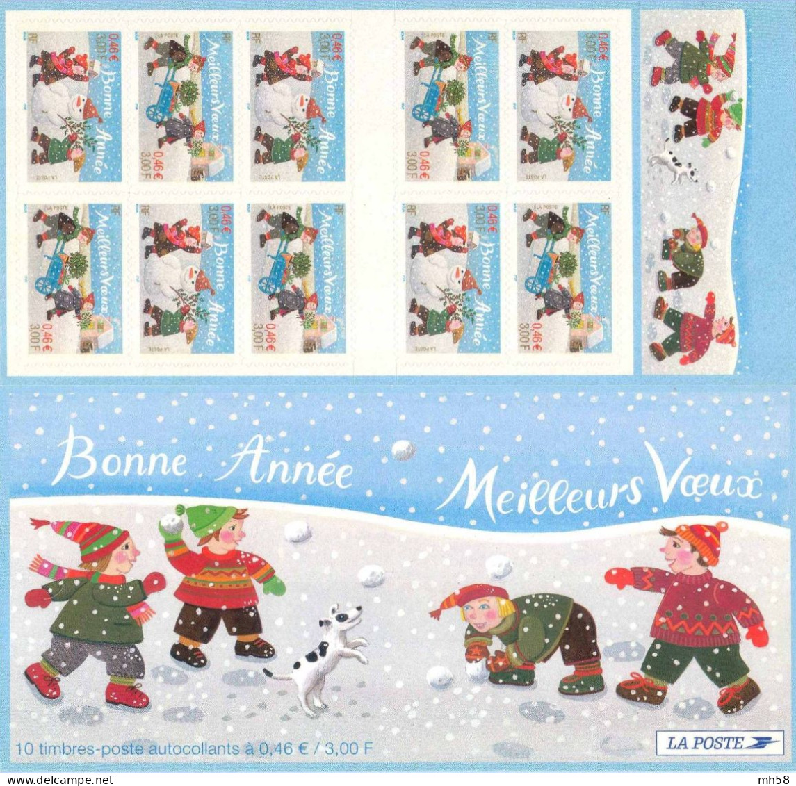 FRANCE 2001 - Bonne Année Et Meilleurs Voeux - Bande Carnet N° BC 3440A Non Pliée Neuf ** - Commemoratives