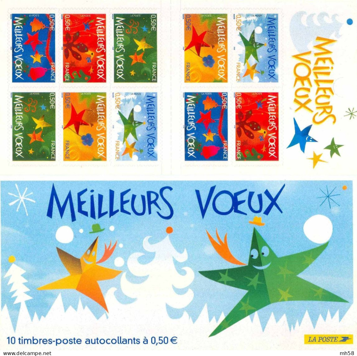 FRANCE 2004 - Meilleurs Voeux - Bande Carnet N° BC 3722 Non Pliée Neuf ** - Commemoratives