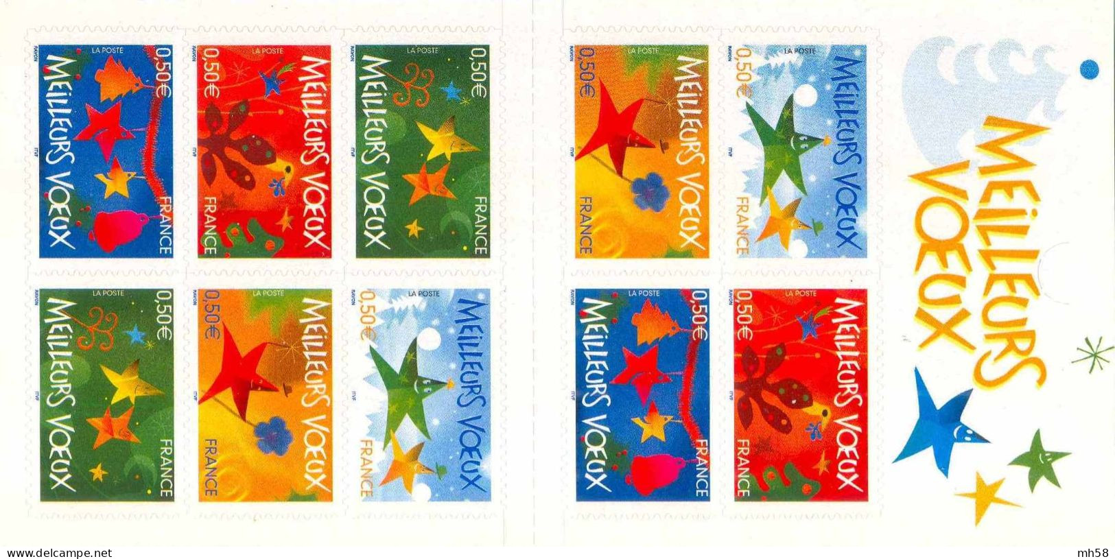 FRANCE 2004 - Meilleurs Voeux - Bande Carnet N° BC 3722 Non Pliée Neuf ** - Commemoratives