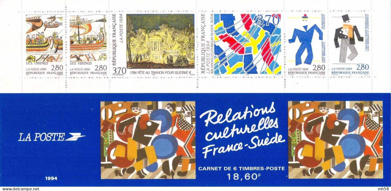 FRANCE 1994 - Relations Culturelles France-Suède - Bande Carnet N° BC 2872 Non Pliée Neuf ** - Gedenkmarken