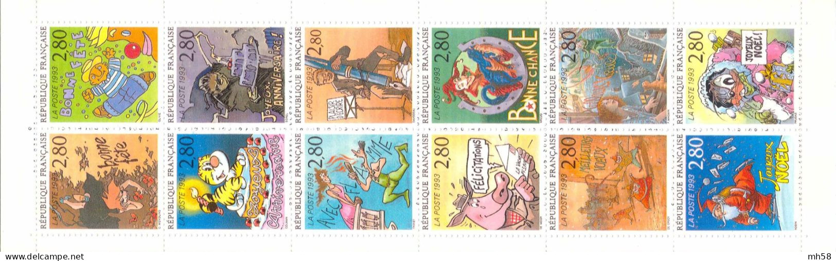 FRANCE 1993 - Le Plaisir D'écrire - Dentelé 13,5x13 (19 Trous) - Bande Carnet N° BC 2848 Non Pliée Neuf ** - Commemoratives