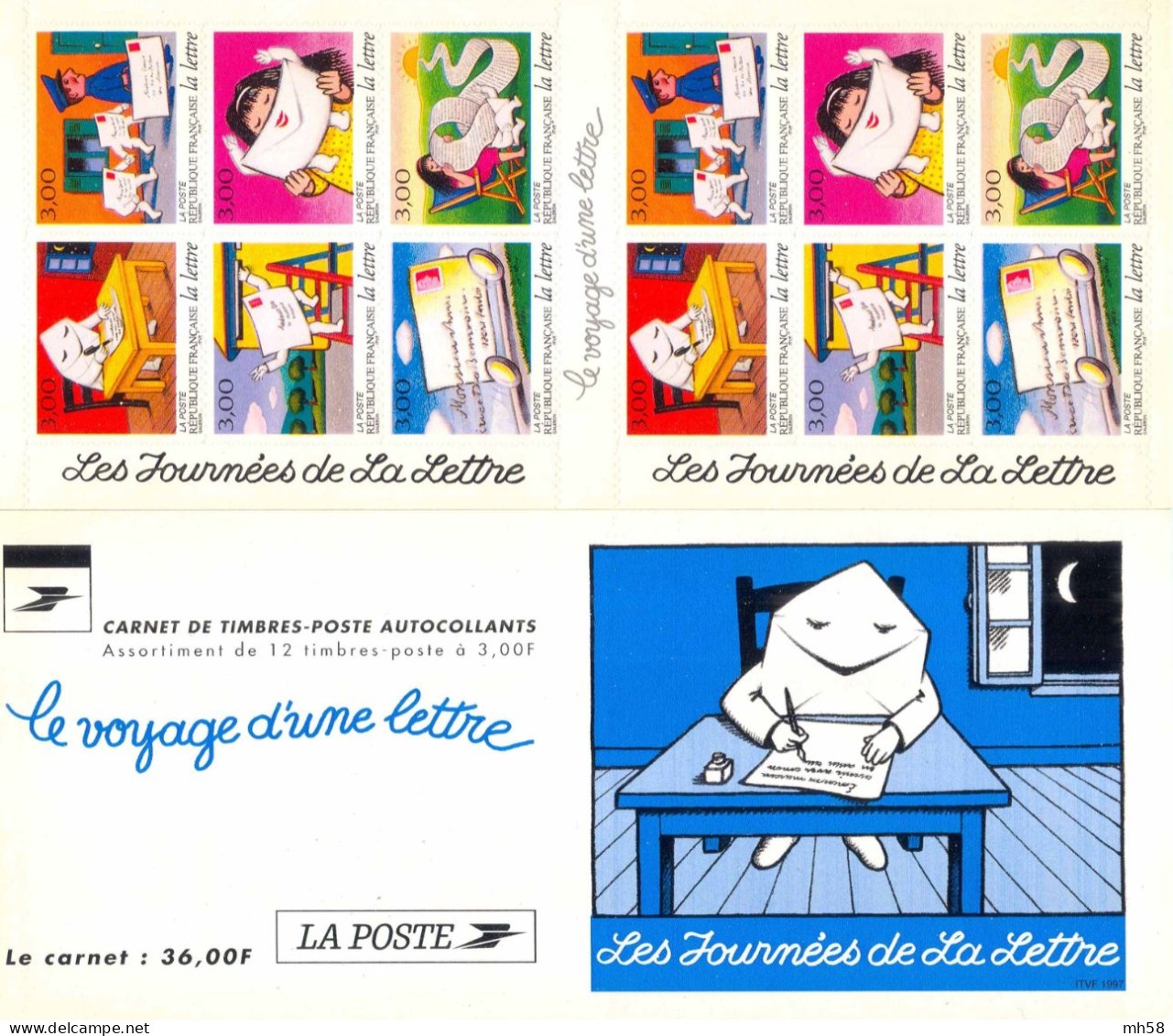 FRANCE 1997 - Les Journées Et Voyages De La Lettre - Bande Carnet N° BC 3071A Non Pliée Neuf ** - Commemoratives