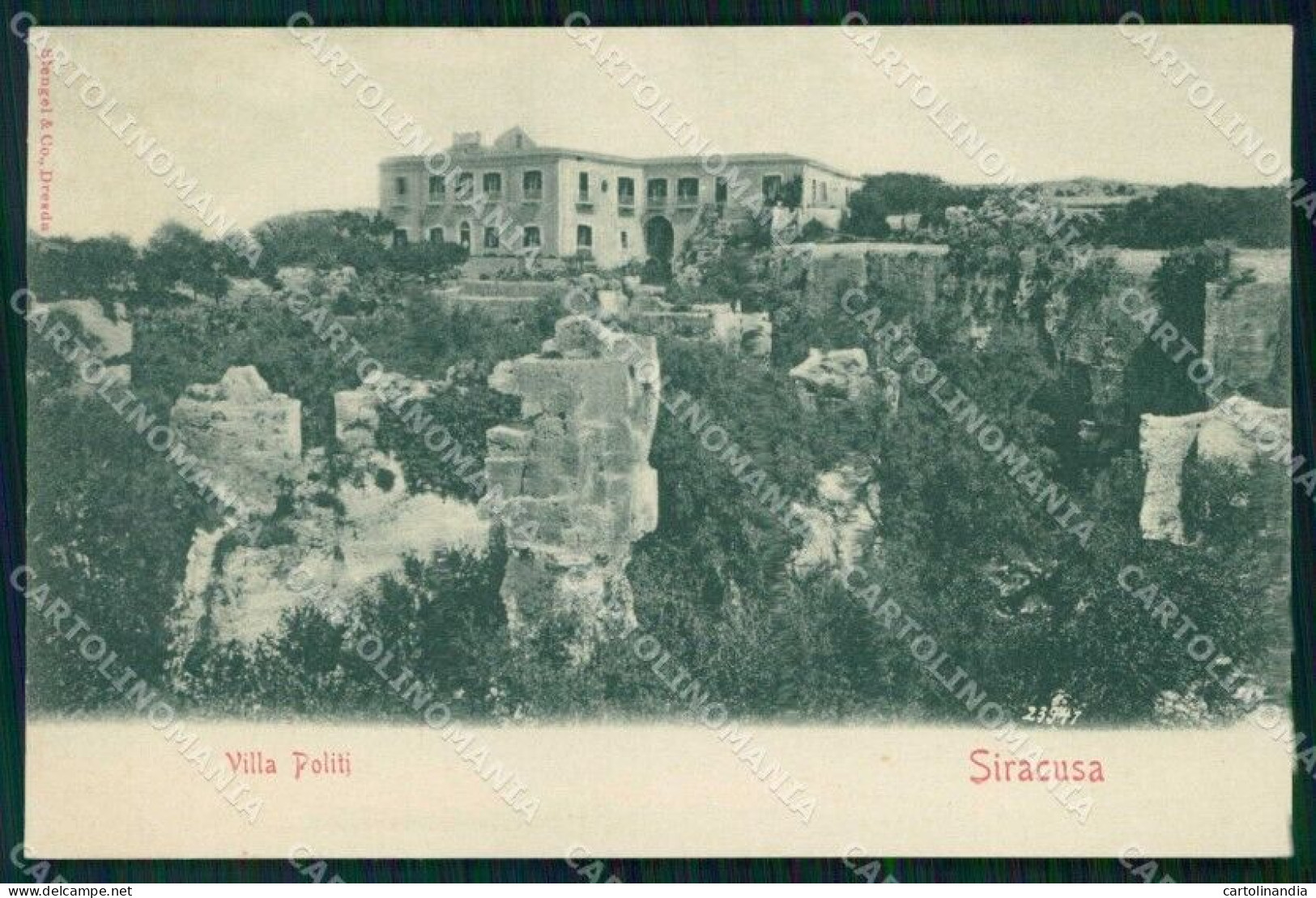 Siracusa Città Villa Politi Stengel SCOLLATA Cartolina RT1148 - Siracusa