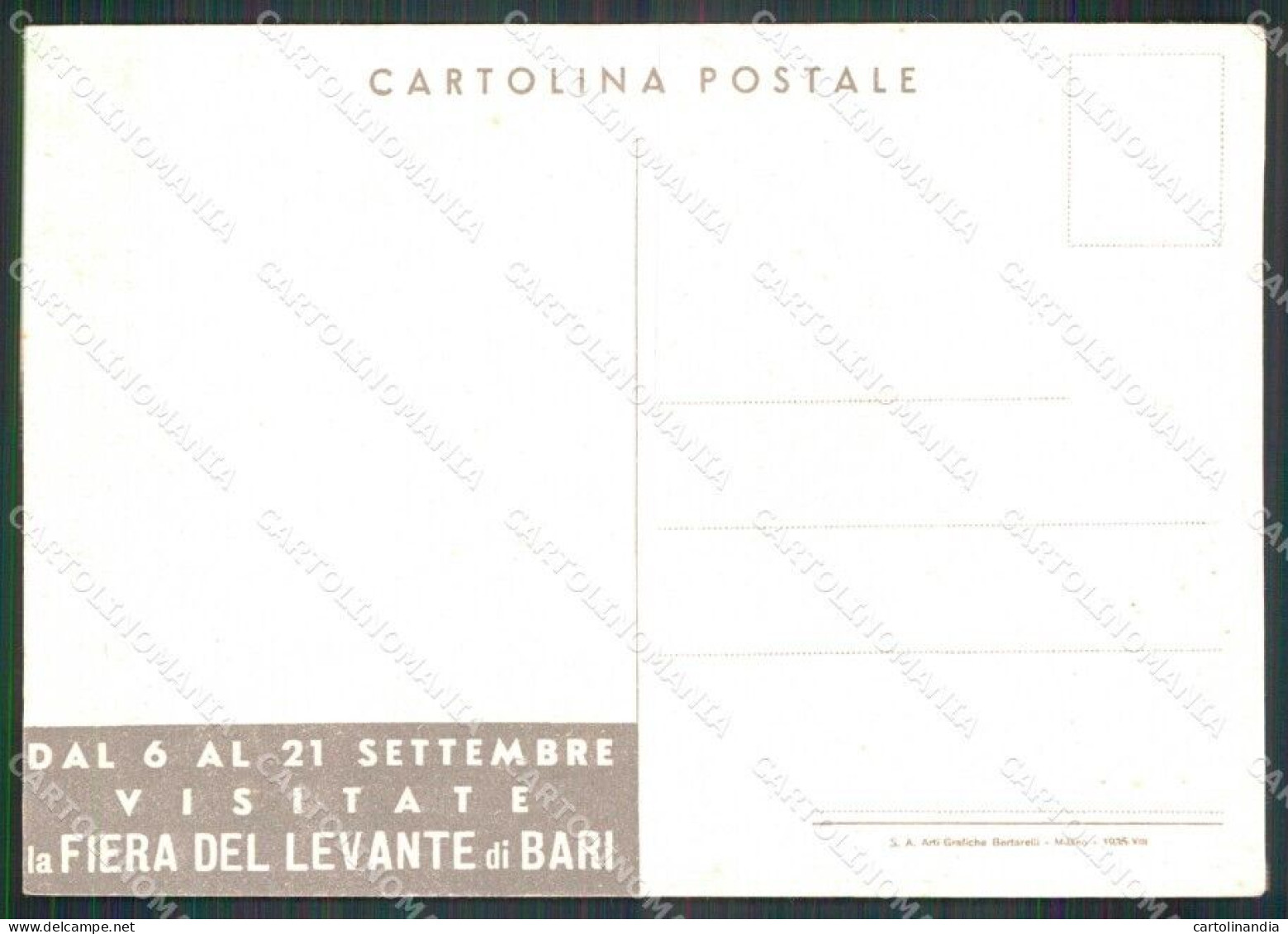 Bari Città Fiera Del Levante Veliero FG Cartolina RT0903 - Bari