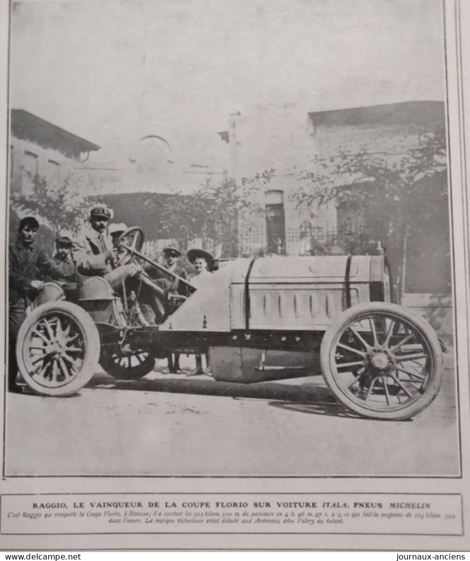 1905  AUTOMOBILE - RAGGIO VAINQUEUR DE LA COUPE FLORIO SUR VOITURE ITALIA PNEU MICHELIN - LE CHEVALIER FLORIO - HEMRERY - 1900 - 1949