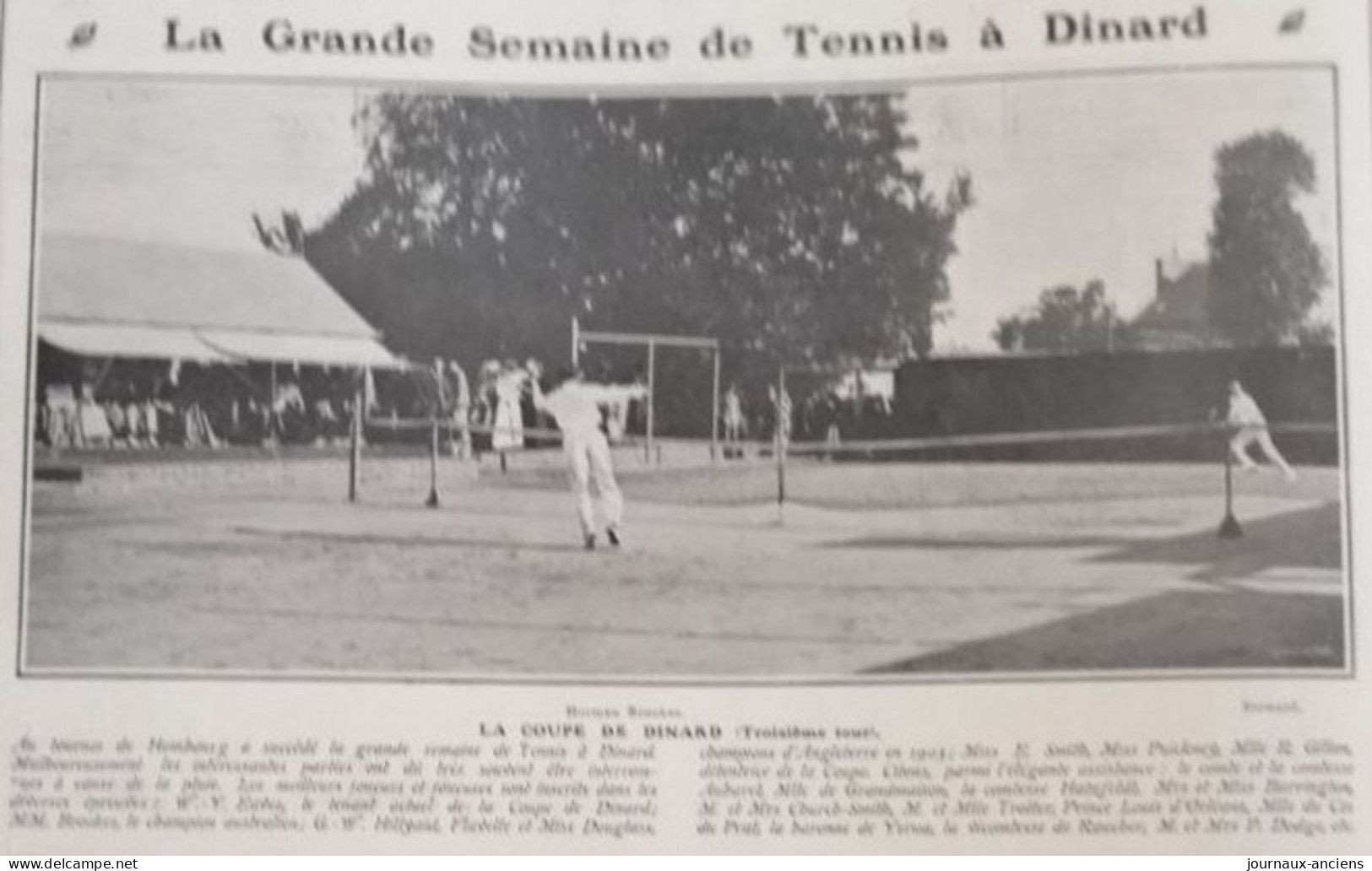 1905 DINARD LA GRANDE SEMAINE DE TENNIS - HORMAN CHAMPION AUSTRALIEN - LA VIE AU GRAND AIR - 1900 - 1949