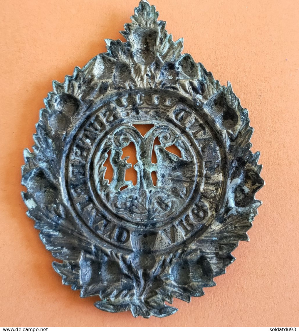 Insigne De Casquette WW1 Argyll Et Sutherland Highlanders  Grand 80 MM  Original - 1914-18