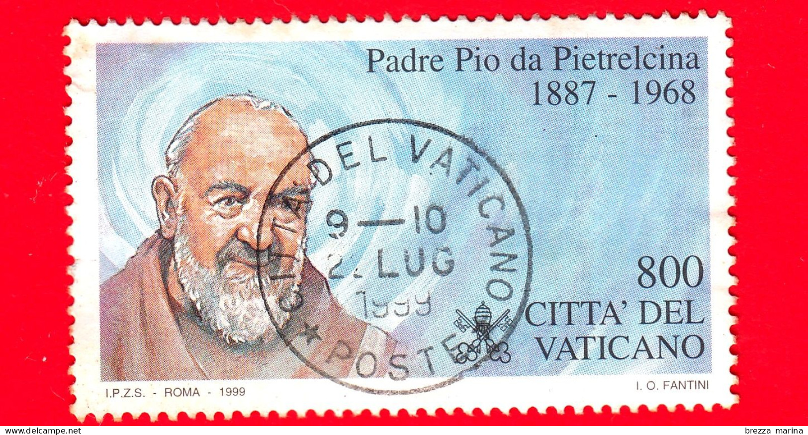 VATICANO - Usato - 1999 - Padre Pio Da Pietrelcina - 800 L. • Ritratto Di Padre Pio Da Pietrelcina - Used Stamps