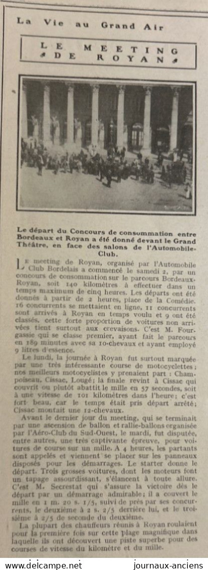 1905 AUTOMOBILE - LE MEETING DE ROYAN - AUTOMOBILE CLUB BORDELAIS - 1900 - 1949