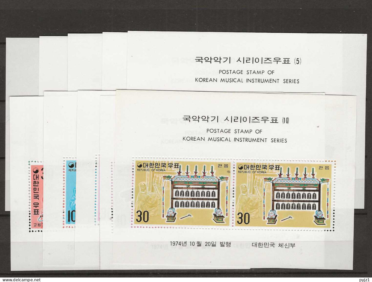 1974 MNH South Korea Mi Block 374-75 Etc (complete Set Of 10) Postfris** - Corea Del Sur