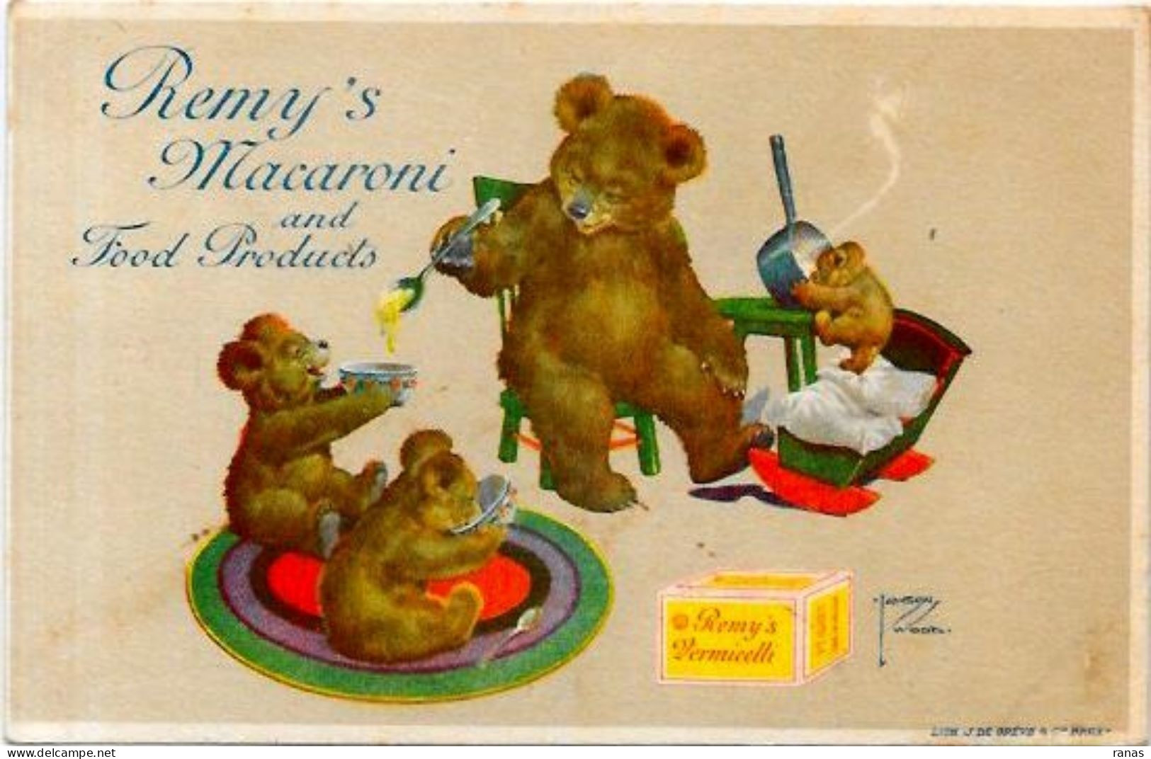 CPA Publicité Publicitaire Réclame Macaroni REMY'S Lawson Wood Ours Teddy écrite - Advertising