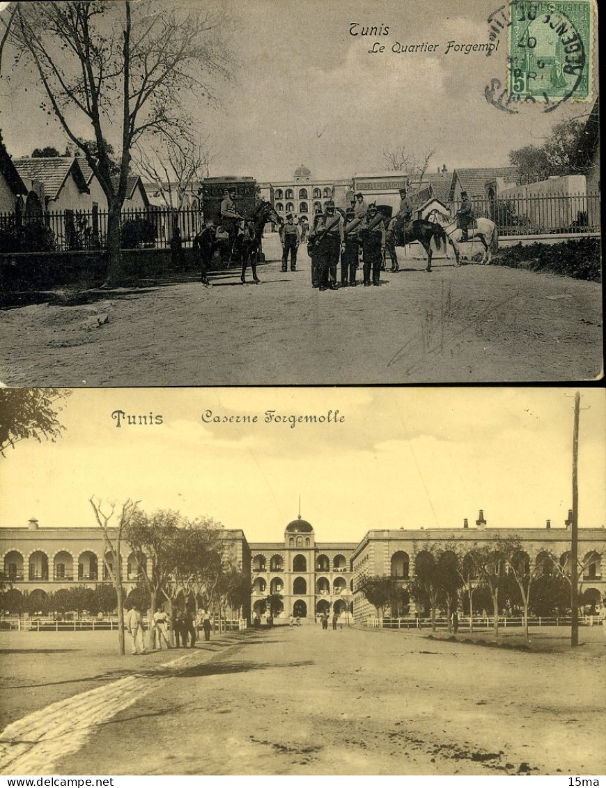 TUNIS Caserne Quartier Forgemolle Lot De 2 Cartes Postales - Túnez