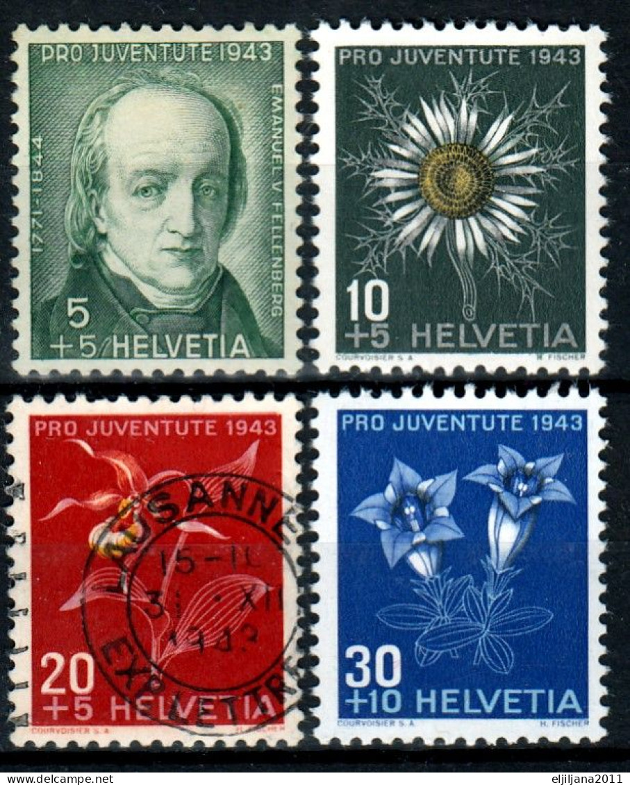 Switzerland / Helvetia / Schweiz / Suisse 1943 ⁕ Pro Juventute Mi.424-427 ⁕ 4v ( 3v MNH & 1v Used - Lausanne ) Scan - Oblitérés