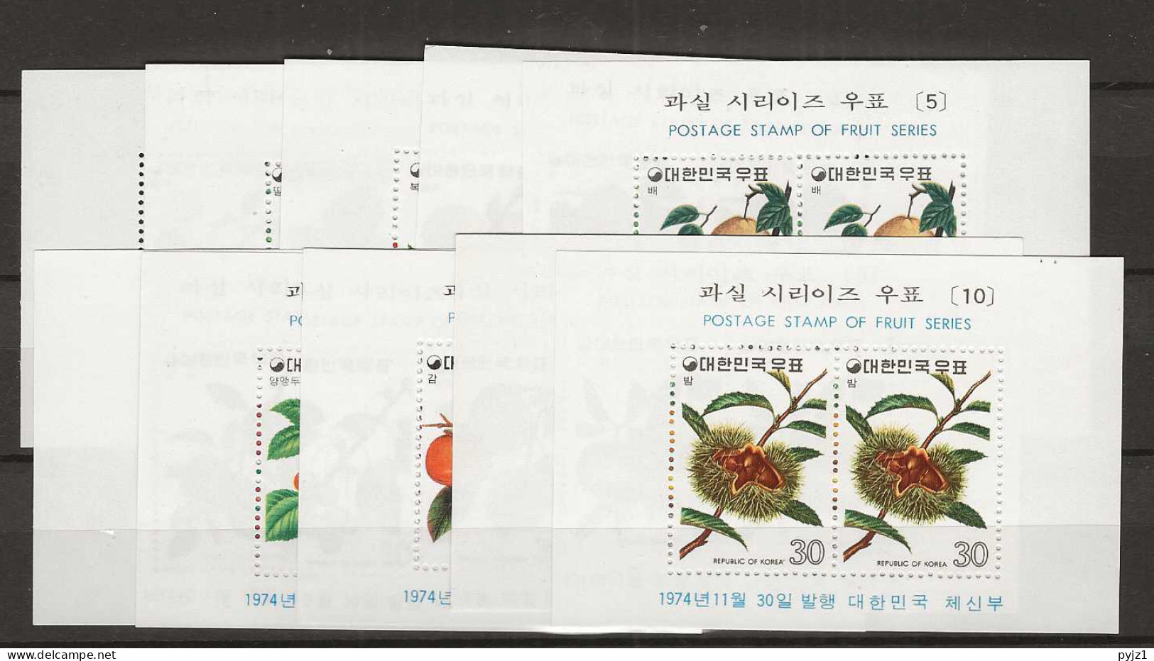 1974 MNH South Korea Mi Block 376-77 Etc (complete Set Of 10) Postfris** - Korea (Süd-)