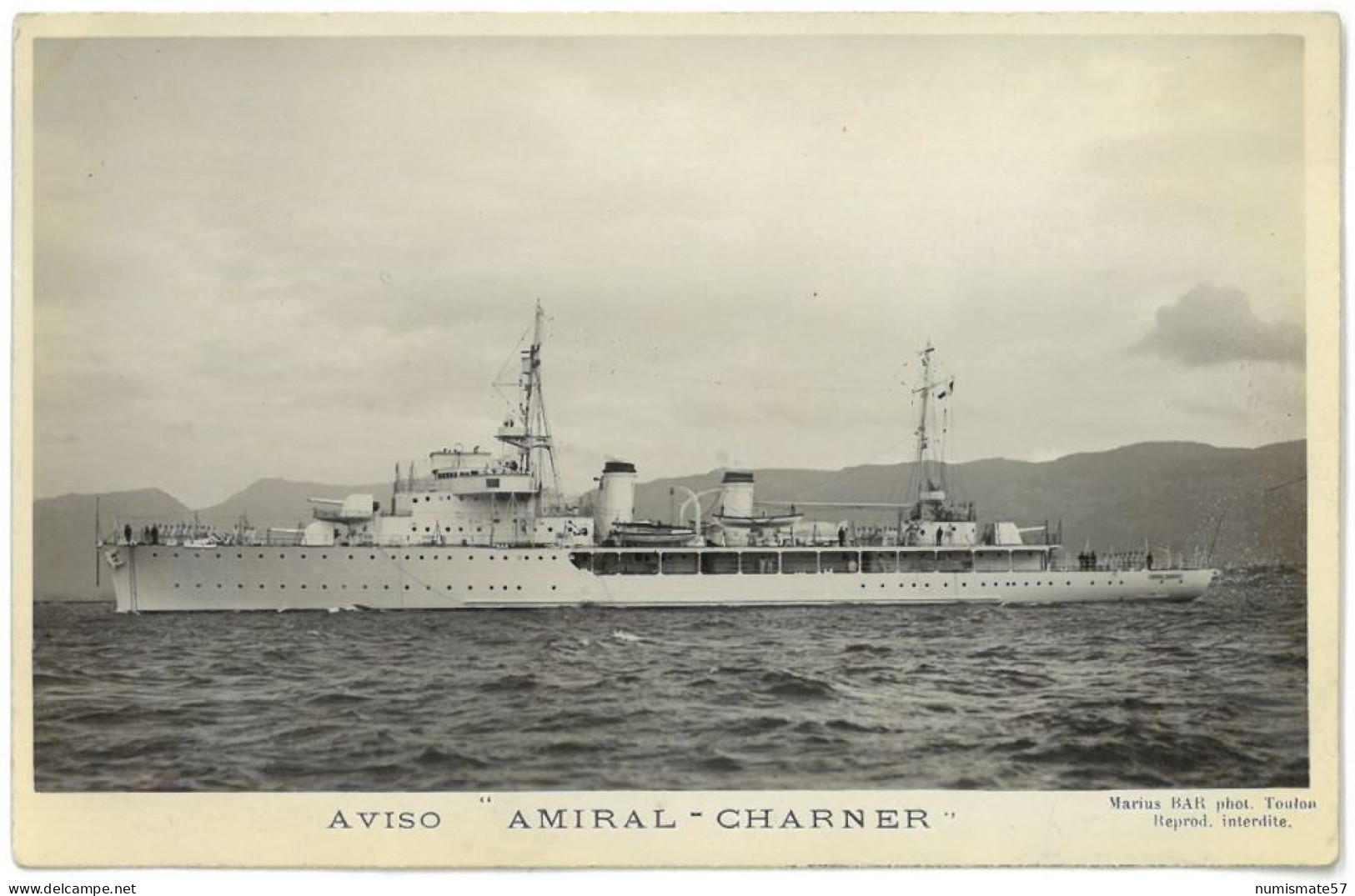 CPA AVISO AMIRAL CHARNER - Ed. Marius Bar , Toulon - Guerre