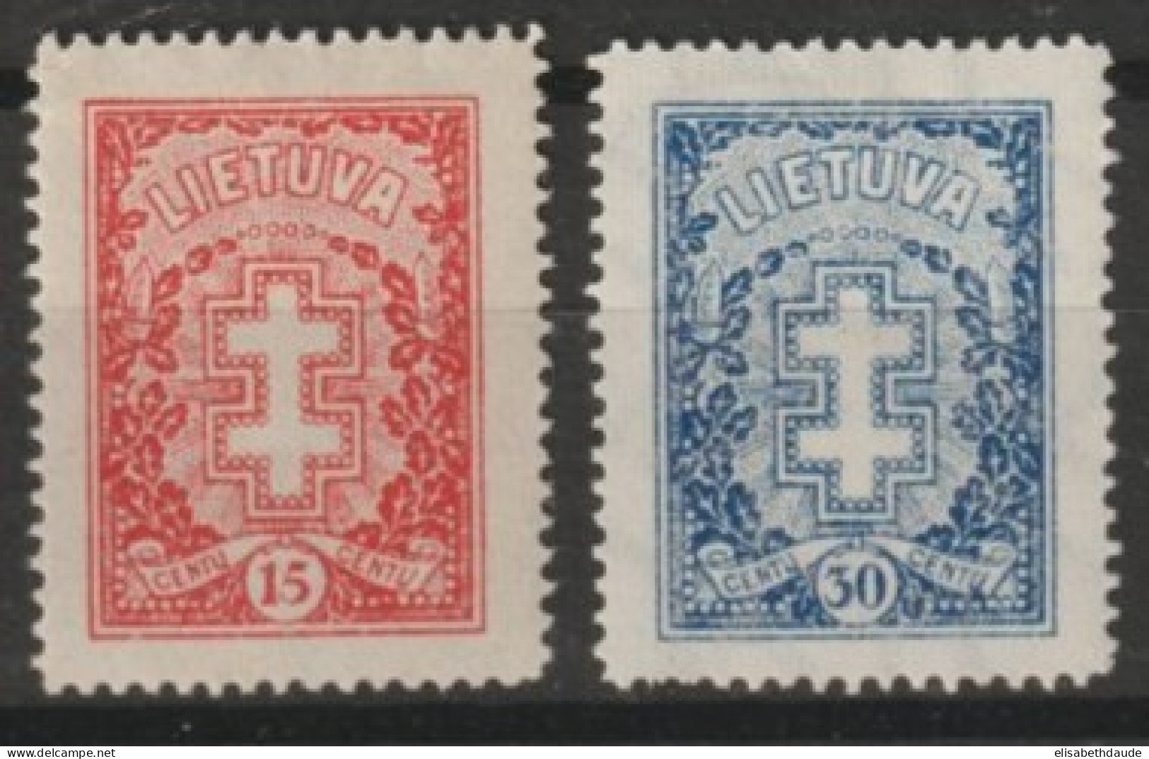 1929 - LITUANIE - N° 287/288 * MH FILIGRANE B ET SANS FILIGRANE - COTE = 60 EUR. - Lithuania