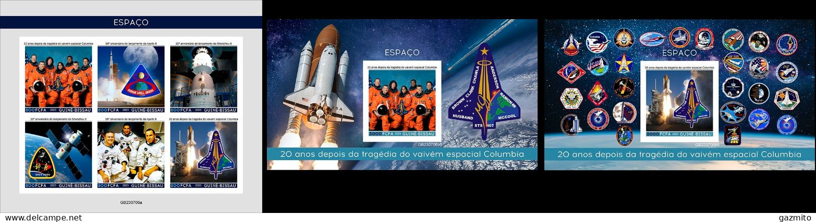 Guinea Bissau 2023, 20th Tragedy Of Space Shuttle Columbia, 4val In BF +2BF IMPERFORATED - Africa