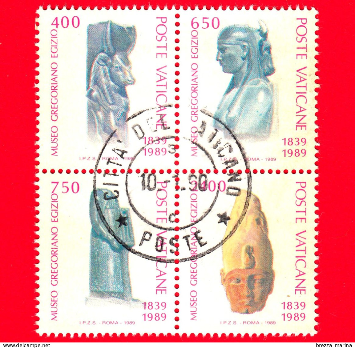 VATICANO - Usato - 1989 - 150º Anniversario Del Museo Gregoriano-egizio - Da BF - Gregorio XVI E Statua - Usados