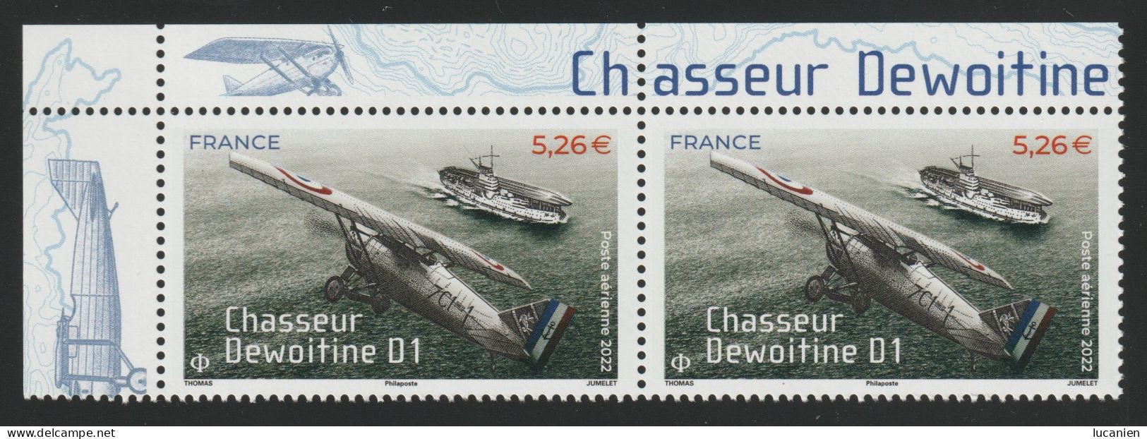 2022 PA N°  92 Neuf ** En Paire - Voir VERSO Et Descriptif  "Chasseur Dewoitine D1" - 1960-.... Mint/hinged