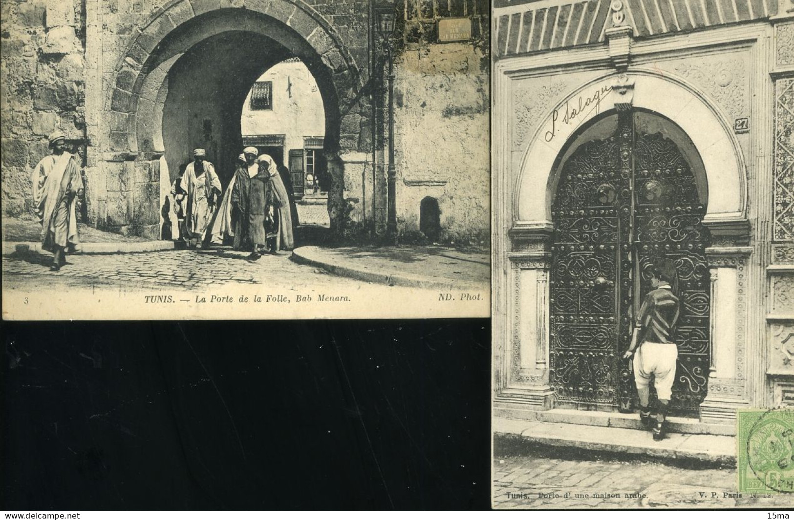 TUNIS Porte D'une Maison Arabe De La Folle Lot De 2 Cartes Postales - Túnez