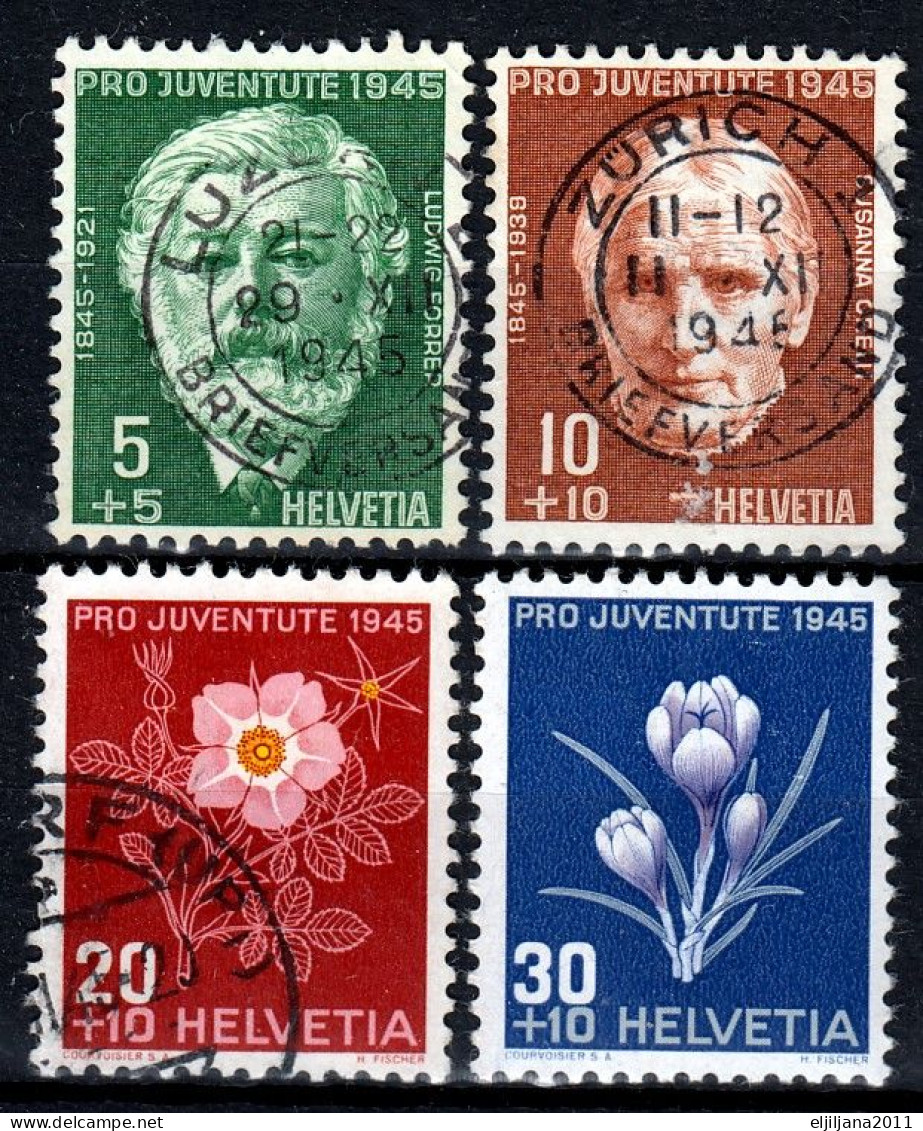 Switzerland / Helvetia / Schweiz / Suisse 1945 ⁕ Pro Juventute Mi.465-468 ⁕ 4v ( 3v Used + 1v MNH ) - Gebruikt