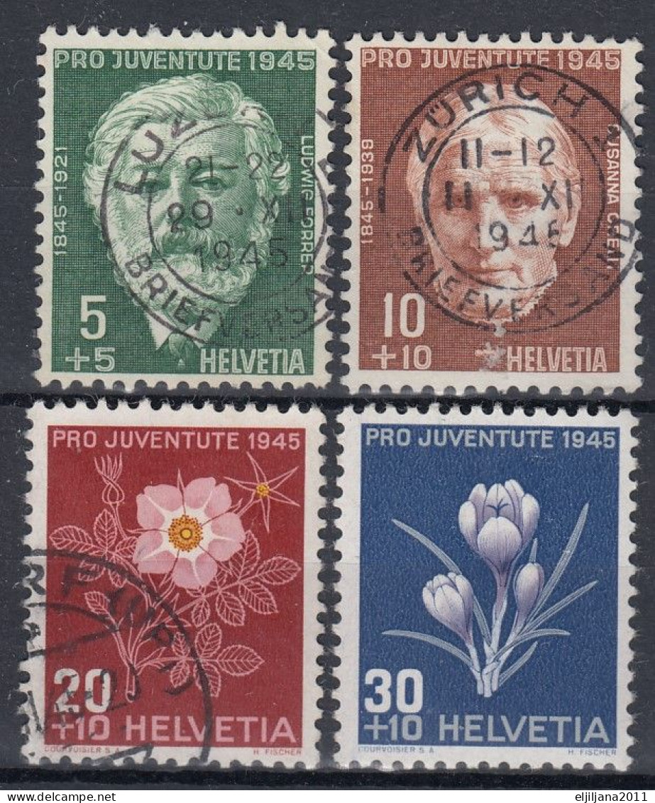 Switzerland / Helvetia / Schweiz / Suisse 1945 ⁕ Pro Juventute Mi.465-468 ⁕ 4v ( 3v Used + 1v MNH ) - Usati