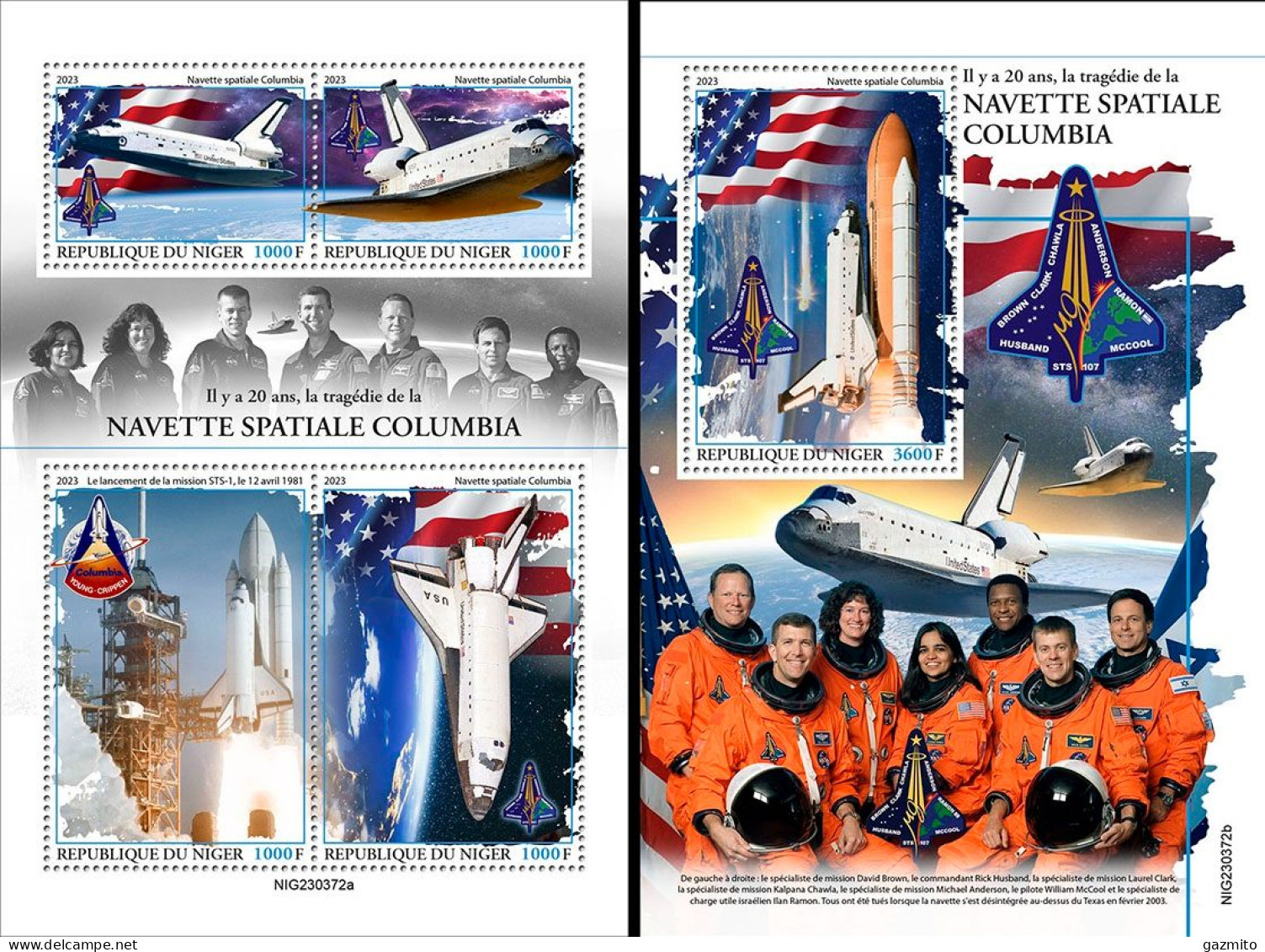 Niger 2023, 20th Tragedy Of Space Shuttle Columbia, 4val In BF +BF - Africa