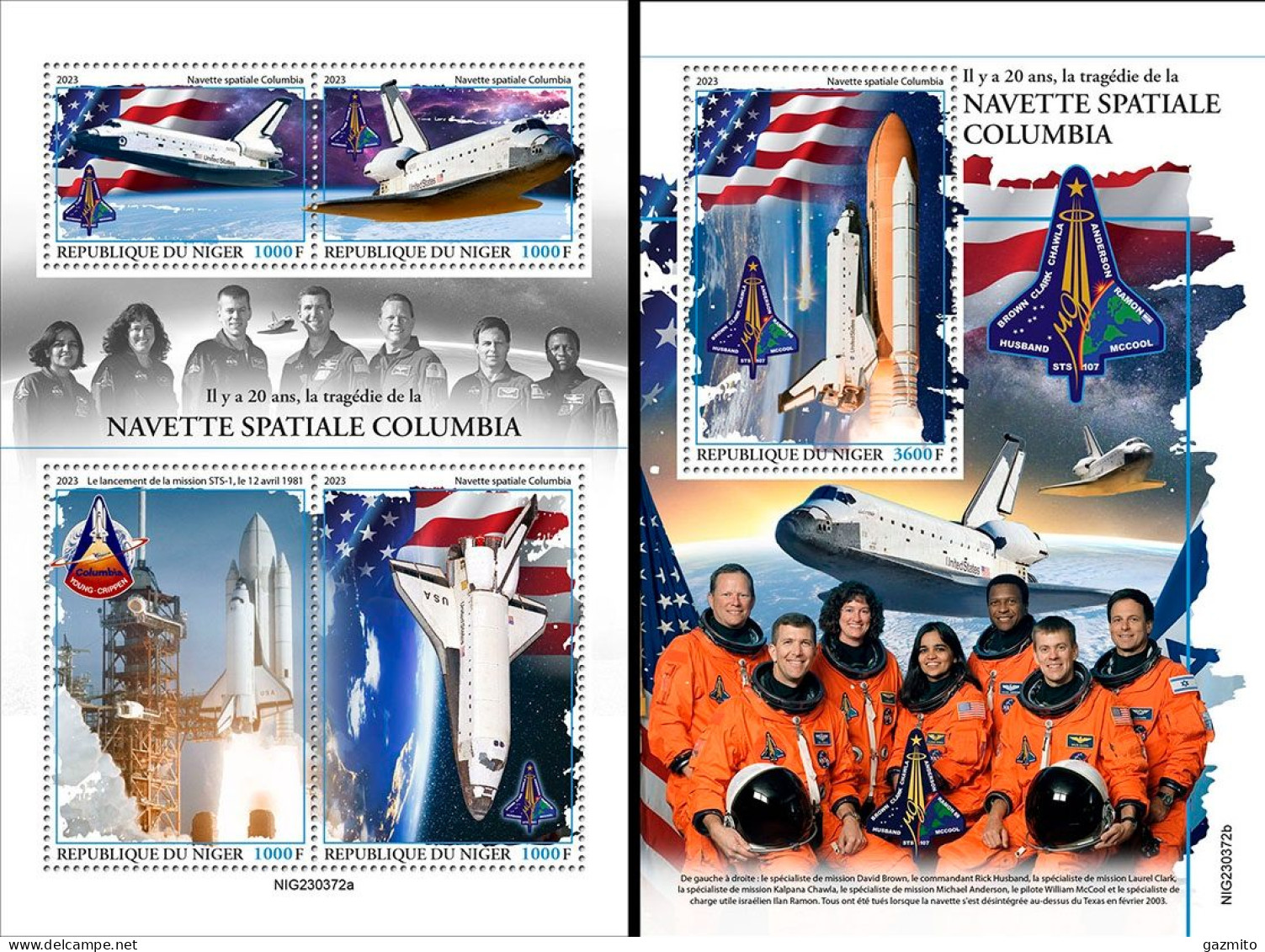 Niger 2023, 20th Tragedy Of Space Shuttle Columbia, 4val In BF +BF - Níger (1960-...)