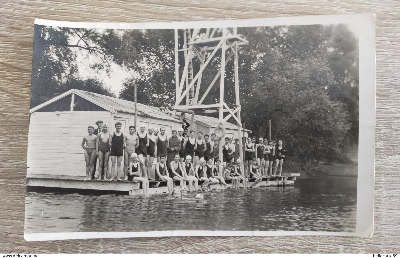 Carte Photo Groupe Hommes Et Femmes Torse Nu Maillot Slip De Bain - Natación