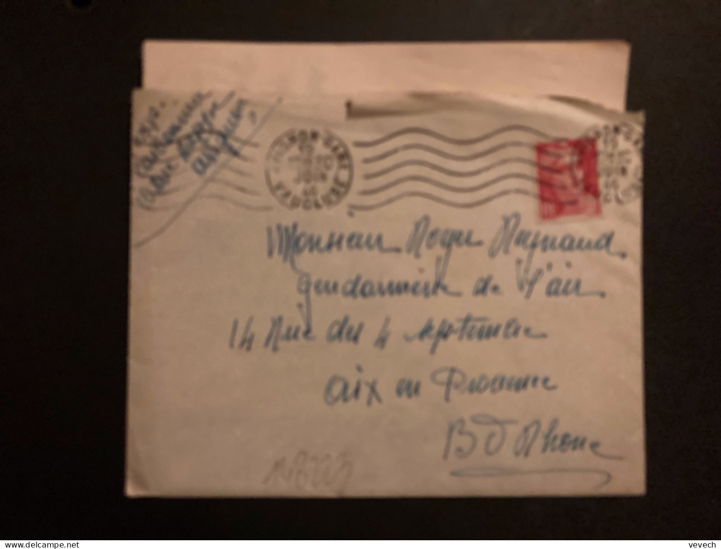 LETTRE Pour Roger REYNAUD Gendarmerie De L'Air AIX (13)TP M DE GANDON 3F OBLMEC.19 JUIN 46 AVIGNON GARE VAUCLUSE - Militärische Luftpost