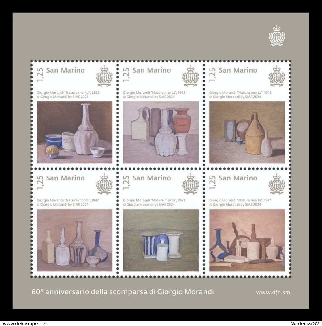 San Marino 2024 Mih. 2948/53 (Bl.112) Paintings By Giorgio Morandi MNH ** - Unused Stamps