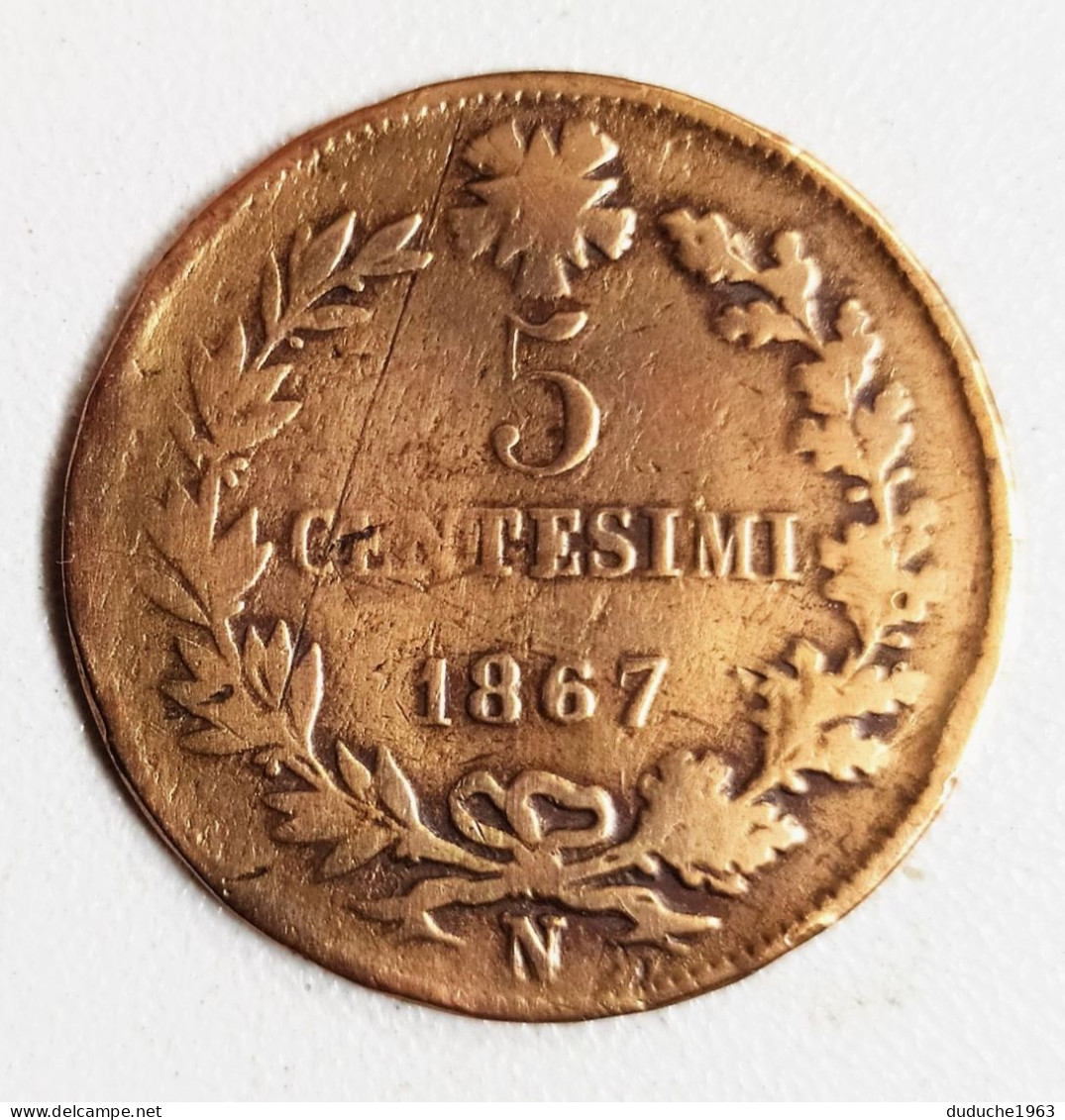 Italie - 5 Centesimi 1867 - 1861-1878 : Víctor Emmanuel II