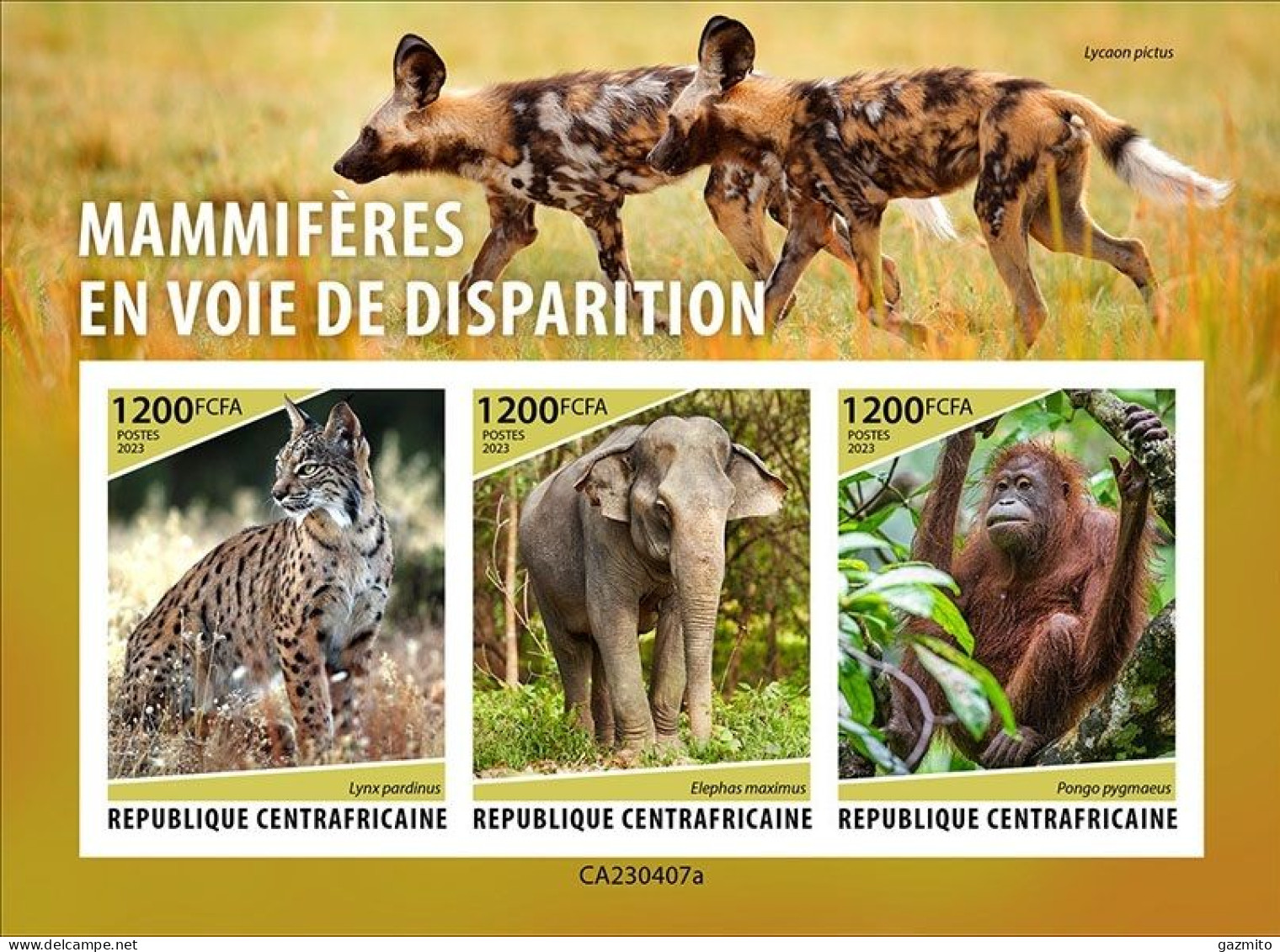 Centrafrica 2023, Animal In Danger, Elephant, Gorilla, 3val In BF IMPERFORATED - Gorilla's