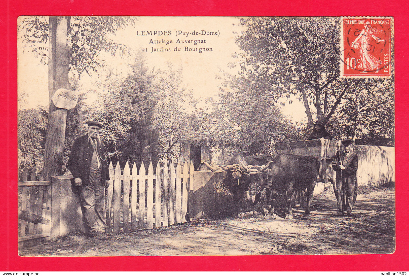 F-63-Lempdes-03Ph127  Attelage Auvergnat Et Jardins Du Bourgnon, Cpa BE - Lempdes