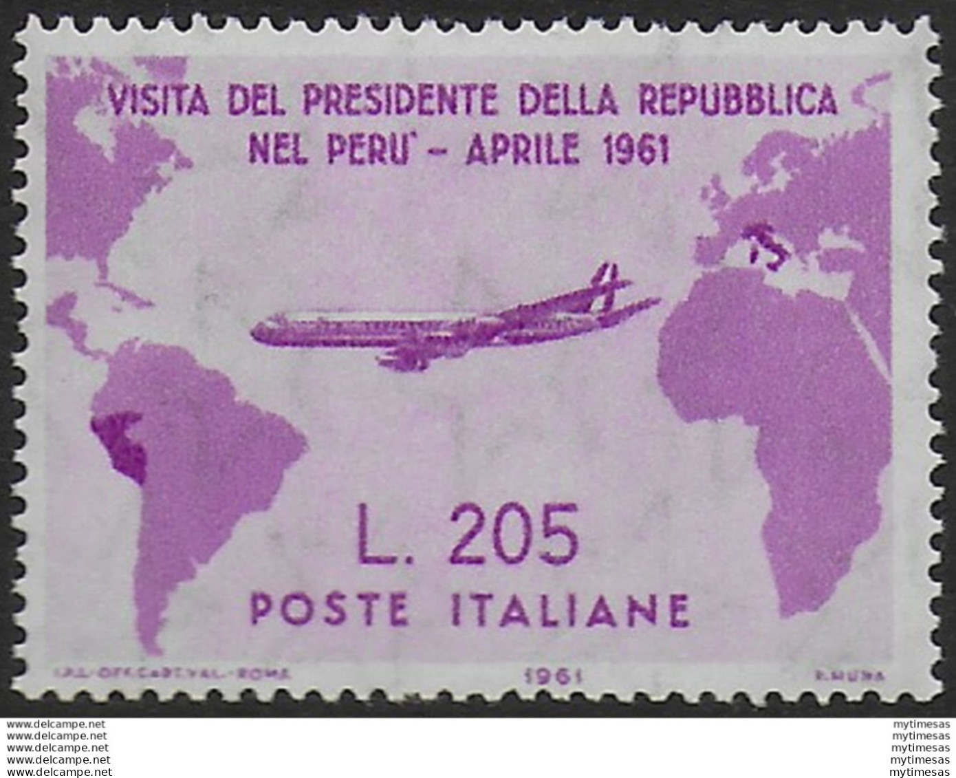 1961 Italia Lire 205 Gronchi Rosa MNH Sassone N. 921 - 1961-70: Mint/hinged