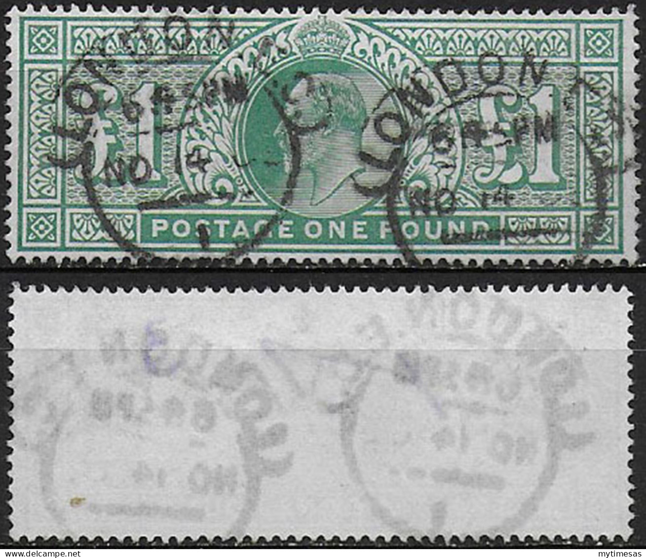 1902 Gran Bretagna £1 Green Cancelled SG N. 266 - Autres & Non Classés