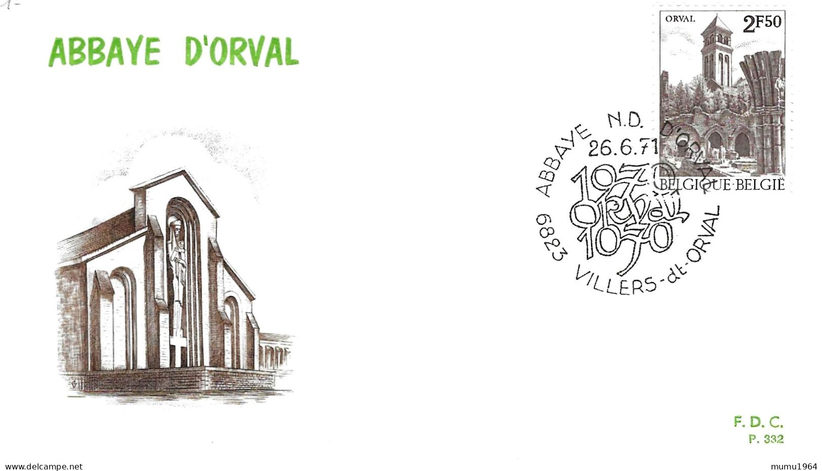 COB - FDC N° 332 - Timbre N° 1592 - 1961-1970