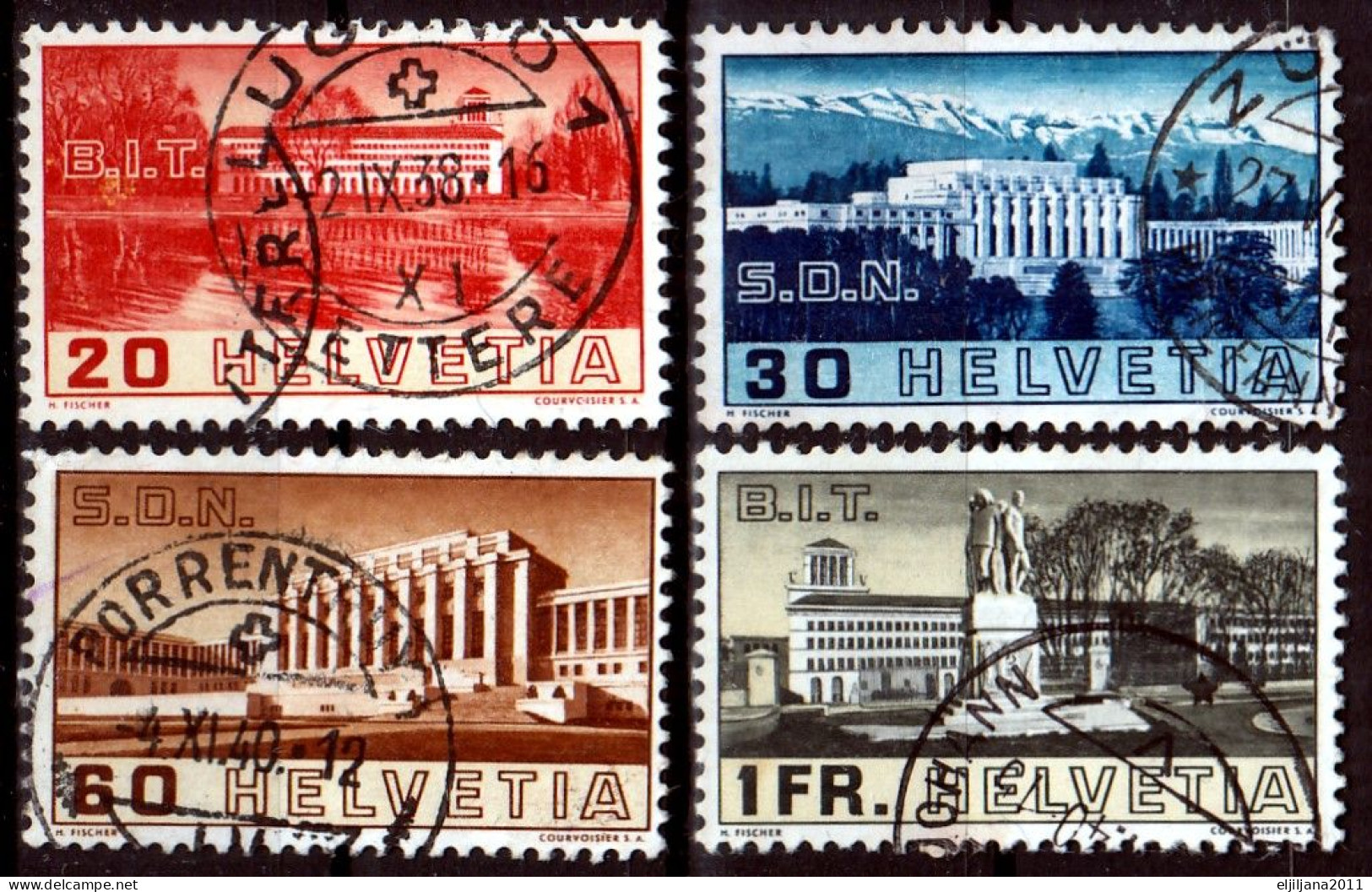 Switzerland / Helvetia / Schweiz / Suisse 1938 ⁕ Int. Arbeitsamt ILO Und Völkerbund SDN Mi.321-324 ⁕ 4v Used - Gebraucht