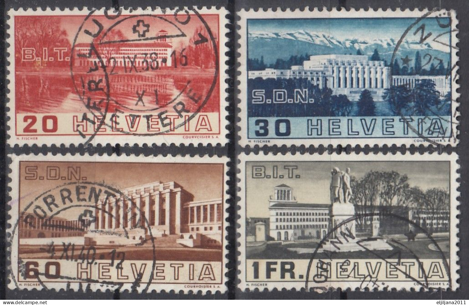 Switzerland / Helvetia / Schweiz / Suisse 1938 ⁕ Int. Arbeitsamt ILO Und Völkerbund SDN Mi.321-324 ⁕ 4v Used - Gebraucht