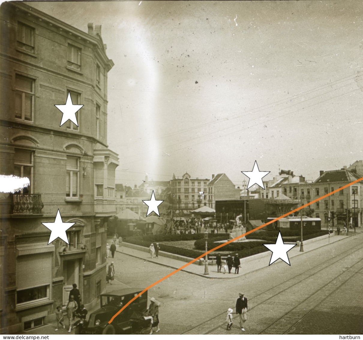 Grote Markt, Blankenberge. Glasplaat Blankenberge. (1925) - Glasdias