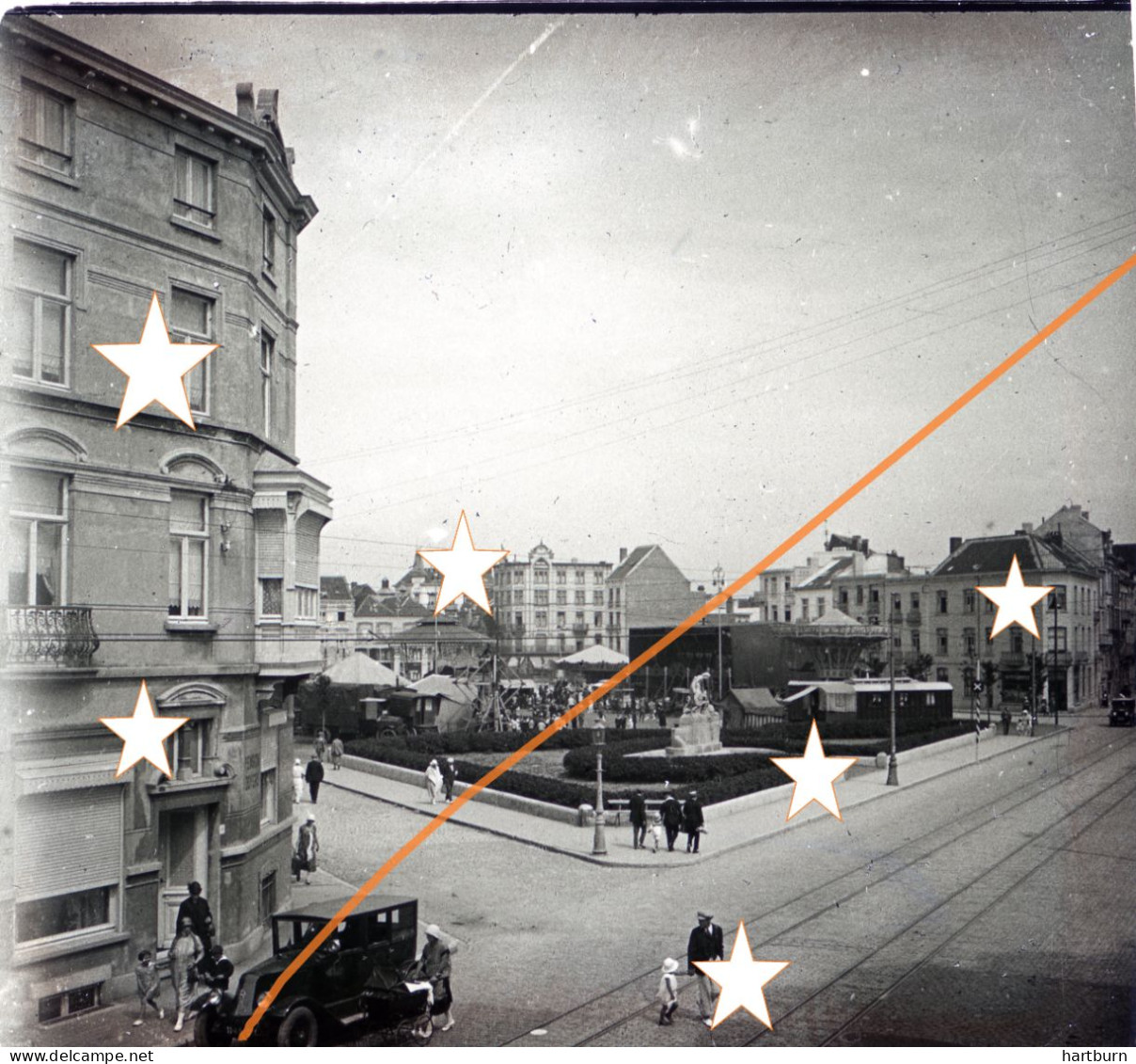 Grote Markt, Blankenberge. Glasplaat Blankenberge. (1925) - Glasplaten