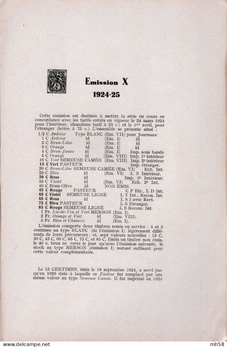 Dr R. JOANY 1963 - Nomenclature Des Timbres De France - Tome IV - Usage Courant 3ème Période (1900 à 1931) - Philatelie Und Postgeschichte