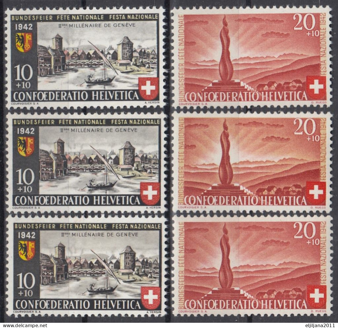 Switzerland / Helvetia / Schweiz / Suisse 1942 ⁕ Pro Patria Mi.408-409 X3 ⁕ 6v MNH - Ongebruikt