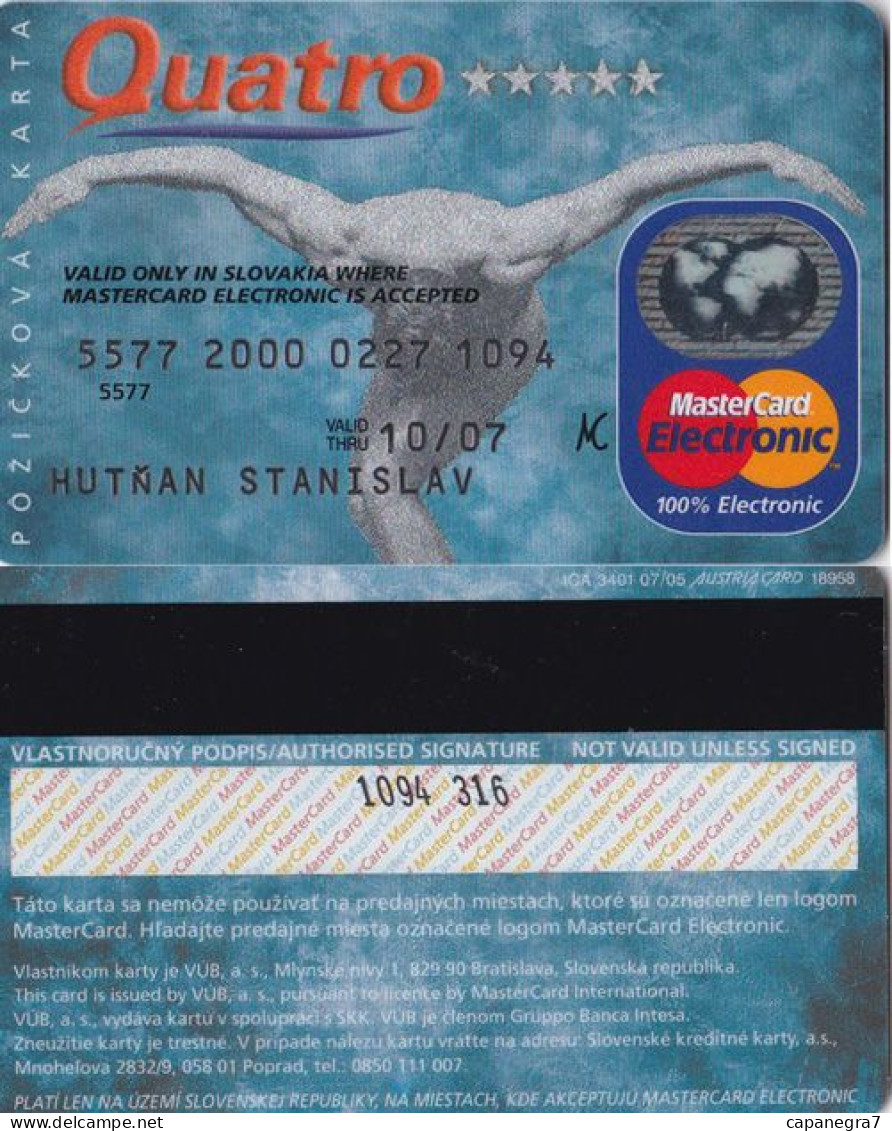 Quatro, Master Card Electronic, Slovakia - Eslovaquia