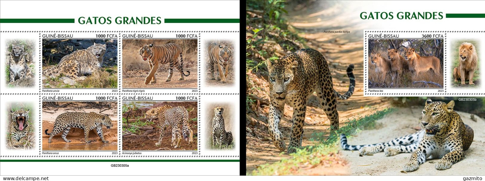 Guinea Bissau 2023, Animals, Wild Cats, 4val In BF +BF - Felinos
